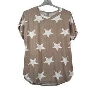 Acting Pro Size 3X Beige White Star Print Shirt TopTunic